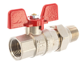 Кран шаровой полнопроходной с "американкой", Ду 15 (1/2") ВР/НР ручка бабочка STOUT  